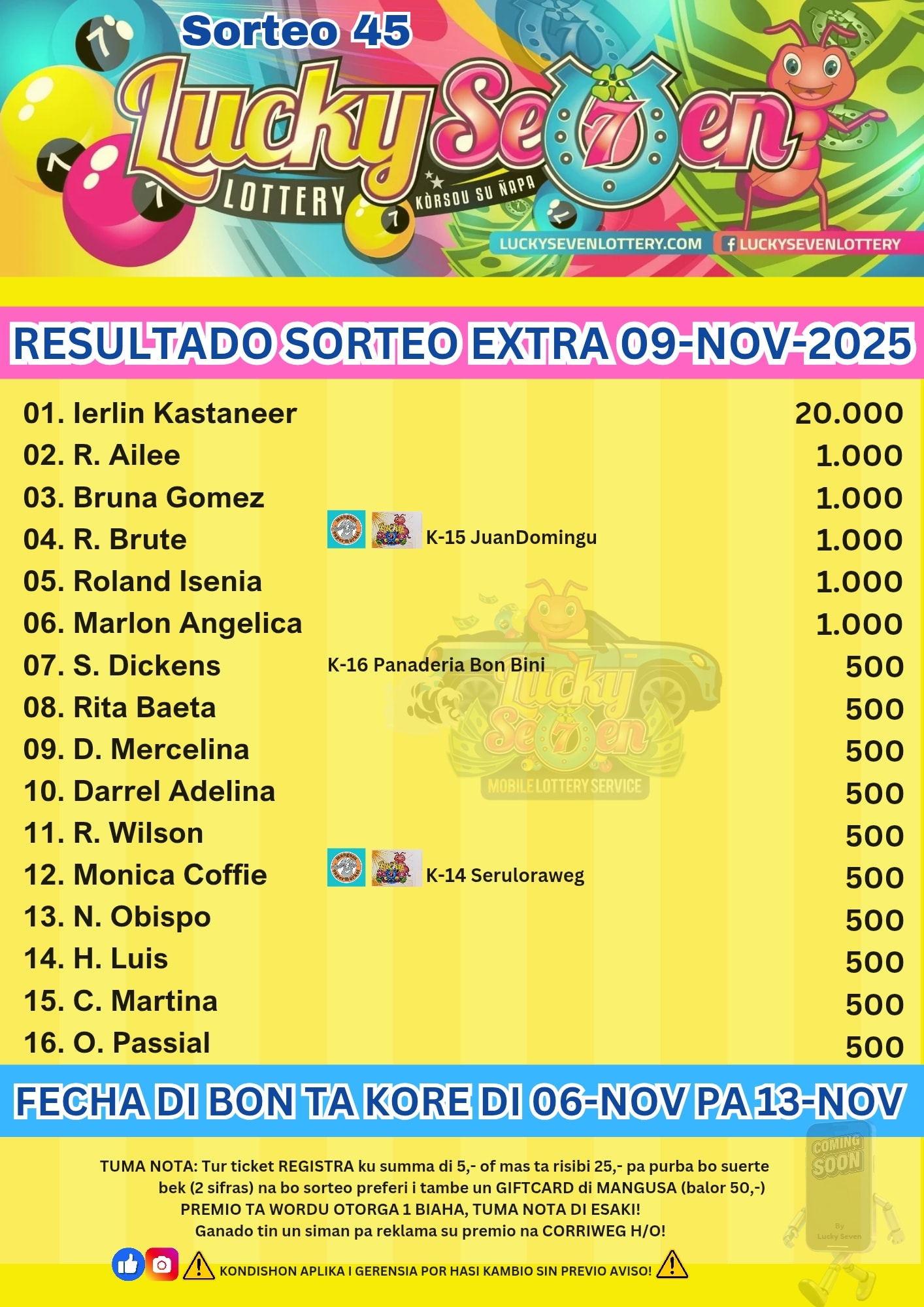 Sorteo Extra 09-11-2025