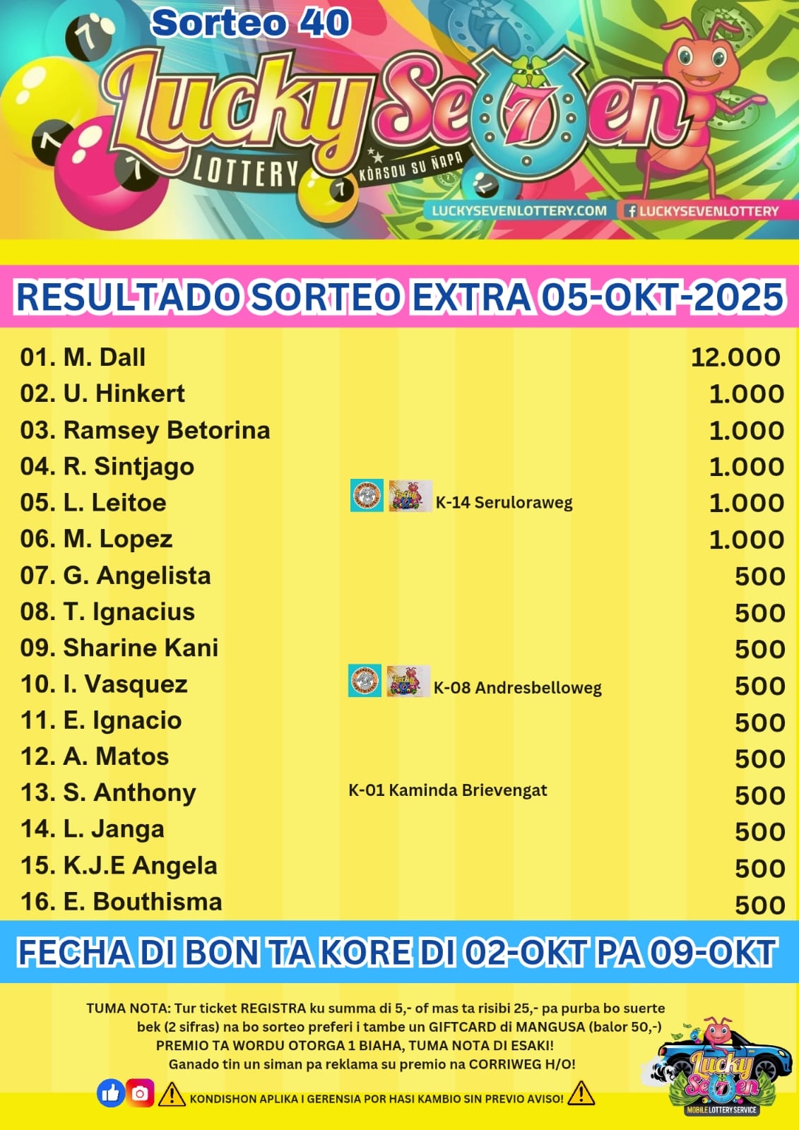 Sorteo Extra 05-10-2025